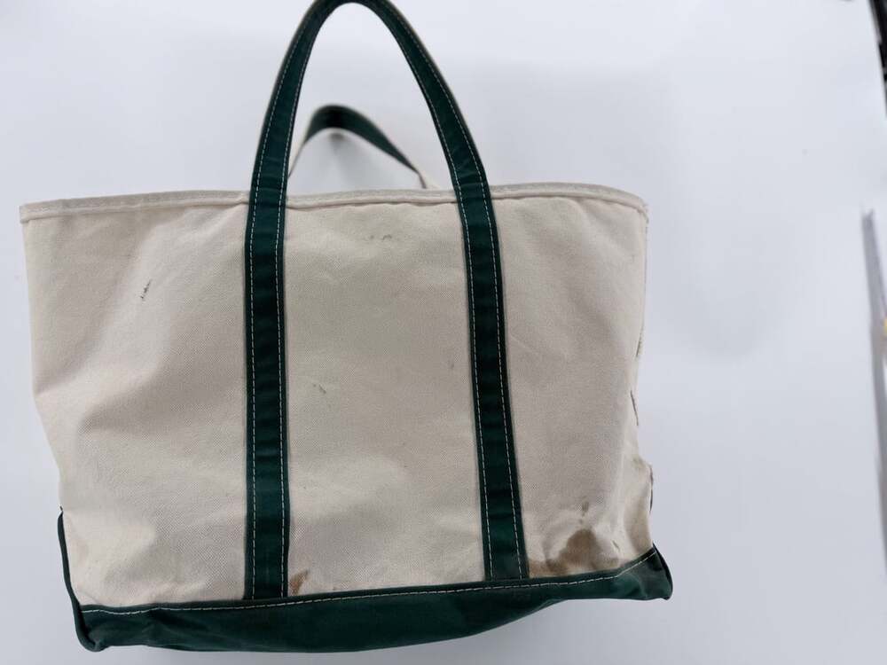 Vintage L.L. Bean Boat and Tote Canvas Bag Large Green Trim